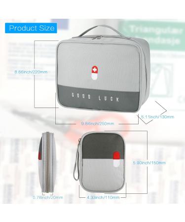 Medicine Pocket Travel Pharmacy Bag - Large Capacity Waterproof Emergency Storage | 2-Pack Gray First Aid Bags for Travel Home & Office - Buy Online on GoSupps.com