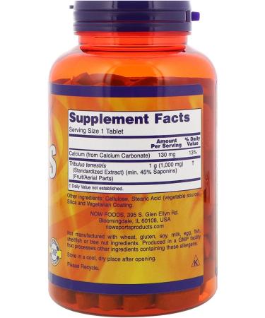 NOW Foods Tribulus 1000mg 45% Extract - 2 Pack, 180 Tablets Each - Buy Online on GoSupps.com
