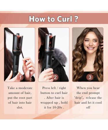 Automatic Hair Curler | 1 Curling Iron with Large Slot Auto Rotating 4 Temps & 3 Timer Settings | Dual Voltage & Auto Shut-off for Perfect Curls - Black - Buy Online on GoSupps.com