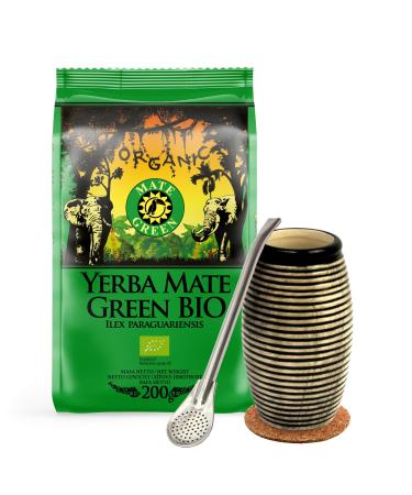 Set Yerba Mate Green Bio 200g Organic Mate Tea from Brazil Ceramic cup motorista 260ml Mate tea cup Edelstahl drinking straw Cork pad Stainless steel