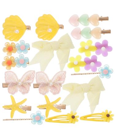 Ipetboom 2 Sets Children's Hair Clip Set Suit Hair Barrettes for Lovely Hairpin Hair Accessories Yellow Flower Hair Clip Resin Princess Girl Child Daisy Flower Iron