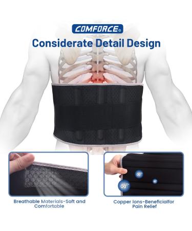 Back Brace for Lower Back Pain | Adjustable Copper Compression Support Belt for Men & Women | Relief for Sciatica Scoliosis & Herniated Disc - Buy Online on GoSupps.com