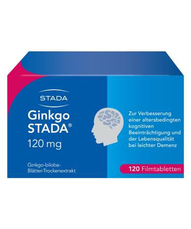 Ginkgo Stada 120 mg medicinal products to improve age -related cognitive impairment and quality of life with mild dementia - 1 x 120 film -coated tablets 120 pieces (1 Pack)