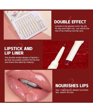 Skynest 8Pcs Matte Lipstick and Lip Liner Pens + 2Pcs Lip Oil Set - Waterproof, High Pigmented Lip Gloss Makeup Gift Set - Buy Online on GoSupps.com