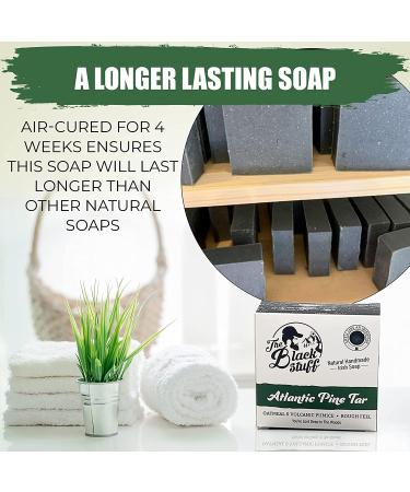 Pine Tar Soap for Men - Handmade Natural Bar Soap with Pine, Basil, Orange, Activated Charcoal & Volcanic Pumice - Buy Online on GoSupps.com
