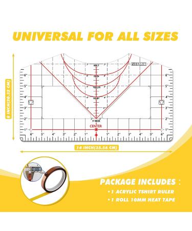 Vinyl Alignment Tshirt Ruler with Heat Tape for Heat Press - All Size Heat Press Accessories - Buy Online on GoSupps.com