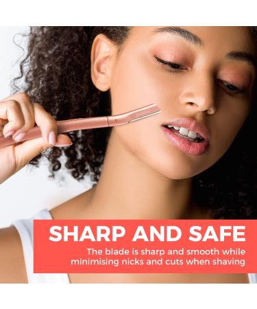 Stainless Steel Eyebrow Razors & Facial Trimmers - Reusable Dermaplaning Tool for Men & Women - Rose Gold Design (6 Blades) - Buy Online on GoSupps.com