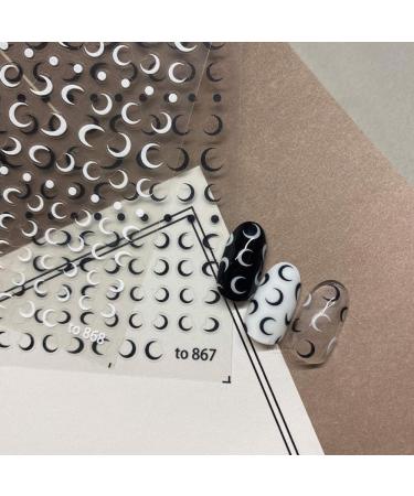 Ultra-Thin Black White DIY Art Design Moon Manicure Decal Nail Stickers(A) - Buy Online on GoSupps.com