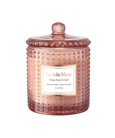 La Jolie Muse fragrance candle in a glass Damascen rose fragrance candle natural wax candle with floral aroma 75 hours of burning time gift for women 285g rose noir and oud - Buy Online on GoSupps.com