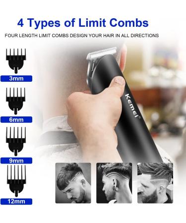 KEMEI KM-827 Black Hair Clippers for Men | Professional Cordless Barber Clippers | USB Rechargeable Wireless Hair Cutting Tools - Buy Online on GoSupps.com