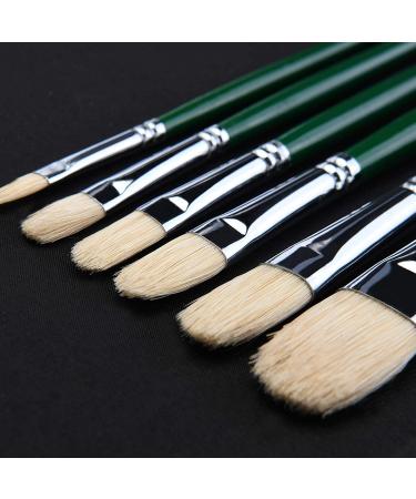 6pc Filbert Paint Brush Set - 100% Natural Chungking Hog Hair for Oil, Acrylic, Watercolor Painting - Buy Online on GoSupps.com