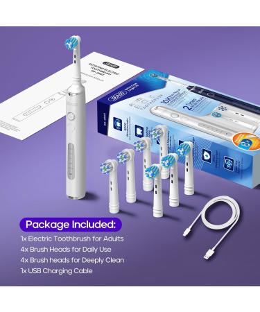 SEAGO Rotating Electric Toothbrush - 8 Brush Heads 5 Modes Rechargeable Smart Timer IPX7 Waterproof - Perfect for Adults - Buy Online on GoSupps.com