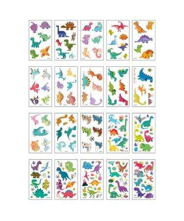 20 Sheets Dinosaur Temporary Tattoo  Fake Dinosaur Tattoo Face Body Stickers  Great for Dinosaur Birthday Party Favors Supplies for Adult Children Boys and Girls