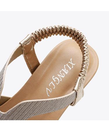 Shop XTZ YGLD Women s Bohemian Open Toe Sandals | Comfortable Gold Vacation Clogs & Roman Heels - Size 8 UK - Buy Online on GoSupps.com