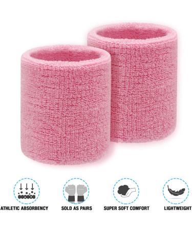 Absorbent Pink Wrist Welding Straps | Cotton Sports Wrist Bands for Men Women & Children | Ideal for Football Basketball Tennis & Gymnastics - Buy Online on GoSupps.com