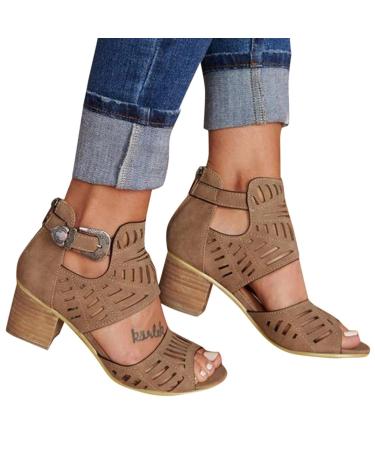 Foldap Wedge Sandals for Women Womens Summer Casual Platform Sandals with High Heel Espadrille Platform Shoes Beach Sandals 8 A1-brown