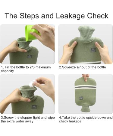 Olivialiving 2L Hot Water Bottle with Classic Striped Cover - Pea Green | Relief for Menstrual Cramps Neck & Shoulder Pain | Heat & Cold Therapy Hand/Foot Warmer - Buy Online on GoSupps.com