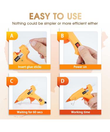 QUIWELL GL02 Mini Hot Glue Gun Kit with Carry Case | 40W Melt Glue Gun & 8 Long Colored Sticks | Ideal for Arts, Wood Projects, Home Repairs - Buy Online on GoSupps.com