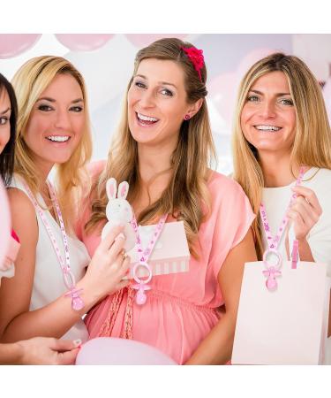 48 Pink Acrylic Necklace Baby Pacifier & Plastic Clothespins Set for Baby Shower Decorations - Buy Online on GoSupps.com
