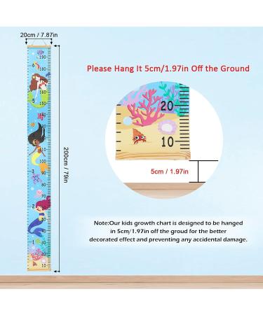 HIFOT Mermaid Kids Growth Chart | Height Measuring Canvas Ruler for Girls Bedroom Decor - 74.8''* 7.87 - Buy Online on GoSupps.com