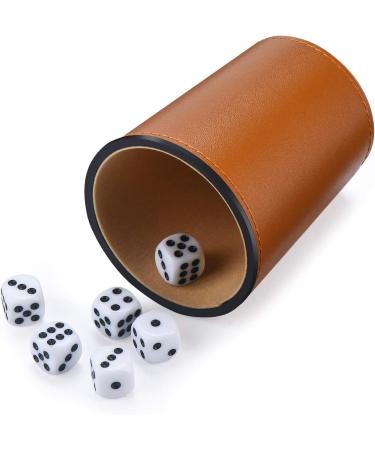 Party Games Leather Dice Cup Set - 5 Cups, 25 Dice, Storage Case - Faux Leather with Magnetic Closure - Buy Online on GoSupps.com