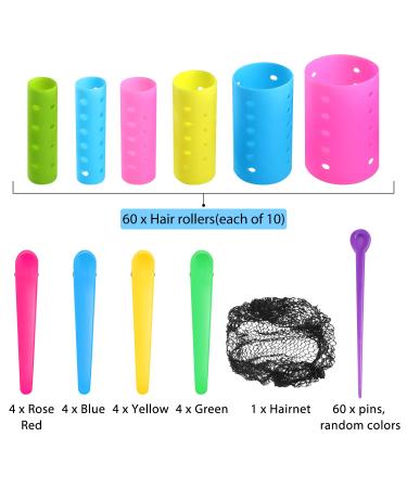 141-Piece Magnetic Hair Rollers Set - 60 Plastic Rollers, 60 Pins, 20 Clips, Hairnet | Versatile Sizes for All Hair Types - Buy Online on GoSupps.com