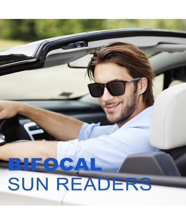 Missfive 3.0x Premium Bifocal Reading Sunglasses - Lightweight Men's Aluminum Golf & Travel Eyewear with Built-in Readers - Durable Vintage Square Metal Glasses - Buy Online on GoSupps.com