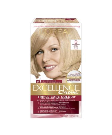 L Or al Paris Excellence Cr me Permanent Hair Color B Light Blonde 100% Grey Coverage Hair Dye 1 EA (Packaging May Vary) B Light Blonde Cream formula