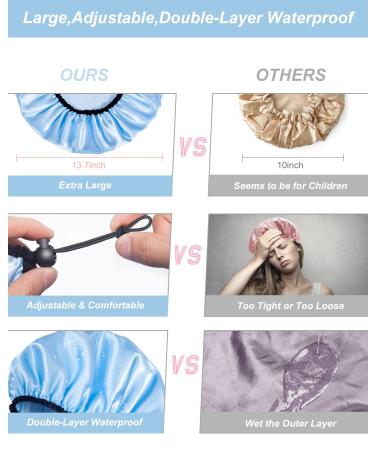 Auban Adjustable Extra Large Shower Cap for Women - Reusable Waterproof Hair Cap in 3 Colors - Buy Online on GoSupps.com