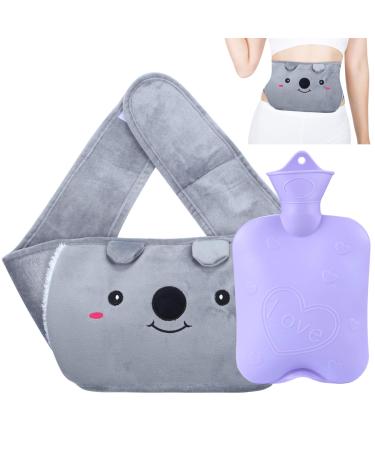 Hot Water Bottle with Waist Cover Warm Water Bag Rubber Winter Hot Water Pouch with Soft Plush Hand Waist Warmer Cover Hot Water Bag (Grey)