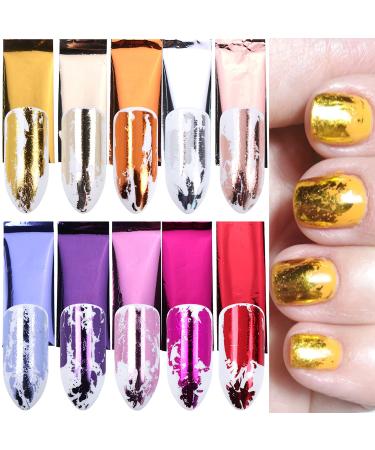 14 Sheets Gold Nail Foil Transfer Stickers - Holographic Metallic Effect for Women & Girls Nail Art Decoration - Buy Online on GoSupps.com