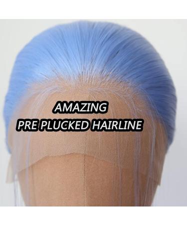 Light Blue Synthetic Lace Front Wig for Black Women - Long Straight Heat Resistant Fiber Hair - Cosplay & Daily Wear - Buy Online on GoSupps.com