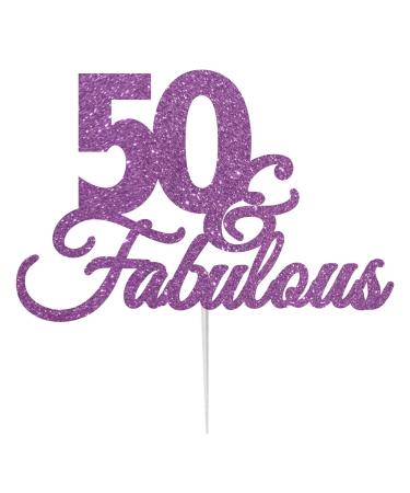 50 & Fabulous Birthday Cake Topper with Bold Swirly Design for 50th Birthday Celebration Made in UK - Light Purple - Buy Online on GoSupps.com