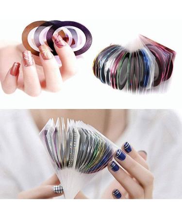68 PCS Nail Art Striping Tape Set - 64 Rolls in 32 Colors, 3 Tape Roller Dispensers, 1 Curved Tip Tweezers - Buy Online on GoSupps.com