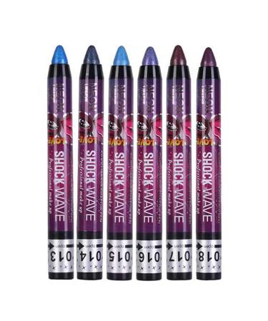 RoseFlower 6 Colors Eyeshadow Shimmer Stick Highlighter Eye Shadow Stick Set Colorful Eyeshadow Pencil Crayon Creamy Waterproof Pearly Sparkle Glitter Cream Stick Pen EyeLiner Makeup for Women