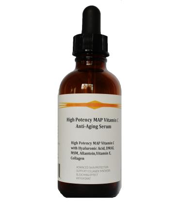 High Potency 15% MAP Vitamin C Serum with Pure Hyaluronic Acid DMAE MSM and Allantoin (2.3oz Dropper Dispenser)