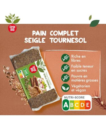 Organic Cereal Wholegrain Rye Bread with Organic Sunflower Seeds - High in Fiber - Ideal for Breakfast - 500g (7 loaves) - Buy Online on GoSupps.com