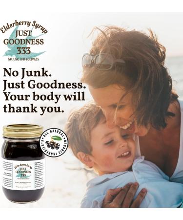 Just Goodness 333 Organic Elderberry Syrup (16 Fl Ounces) Immune Support for Adults & Kids | All-Natural Antioxidant-Rich Sambucus Elderberry Supplement - Buy Online on GoSupps.com