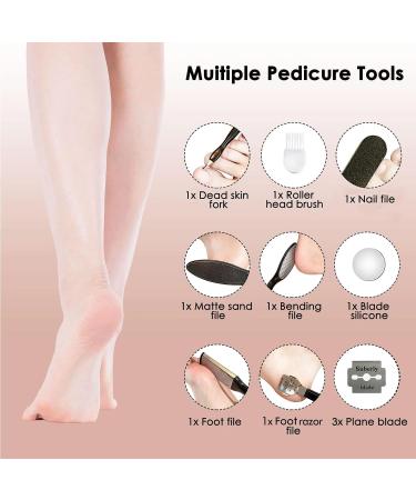 Jooayou Electric Foot Callus Remover | Rechargeable & Waterproof | 2 Roller Heads | 2 Speed | Professional Pedicure Set for Cracked Heels - Buy Online on GoSupps.com