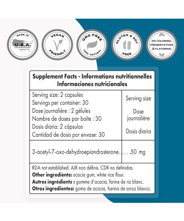 Supersmart 7-OXO DHEA 25mg - Advanced DHEA Metabolite Supplement | Non-GMO & Gluten Free - 60 Vegetarian Capsules - Buy Online on GoSupps.com