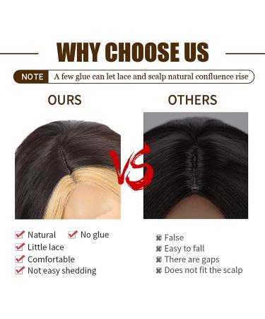 Long Wavy Black Highlighted Synthetic Lace Wig 28inch | Heat Resistant Curly Wavy Blonde Streaks | Side Part Natural Color - Buy Online on GoSupps.com