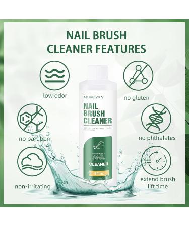 Morovan Nail Brush Cleaner - 8oz Restorer for Acrylic, Gel, Paint & Kolinsky Brushes - Buy Online on GoSupps.com