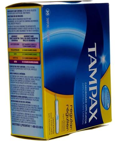 Buy Tampax Tampons with Flushable Cardboard Applicator - Regular Size - 20 ct - International Shipping Available - Buy Online on GoSupps.com