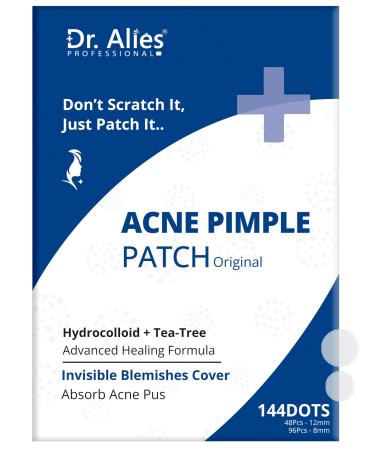Hydrocolloid Acne Pimple Patch - 144 Dots | Fast Healing Spot Stickers for Zits and Blemishes | Vegan and Cruelty-Free | Skin and Face Care