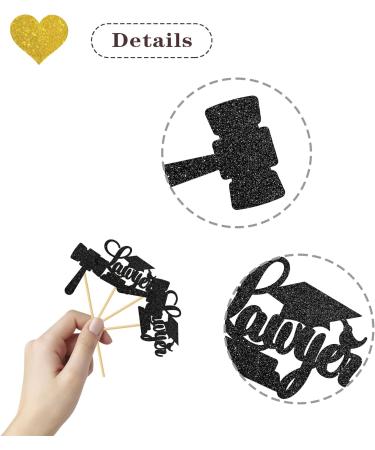 MonMon & Craft Congrats Lawyer Cupcake Toppers/Lawyer Graduation Cupcake Decor/Lawyer up Cupcake Toppers/Law School Graduation Party Cupcake Decorations/Black Glitter 24 Pcs - Buy Online on GoSupps.com