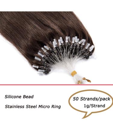 Rich Choices Microring Extensions | 50 Strands Real Remy Hair Loop Extensions | 55cm #4 Chocolate Brown - Smooth 1g 50g Extensions - Buy Online on GoSupps.com
