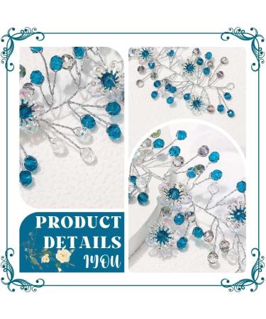 IYOU Bridal Wedding Hair Vine Blue Crystal Headband Flower Bride Bridesmaid Hair Accessories for Women - Buy Online on GoSupps.com