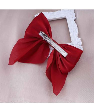 Inilbran Boho Bow Hair Clips Satin Bow Hair Barrettes Silky Hair Clip Barrette Vintage Bowknot Hair Accessory Satin Ribbon Bowknot Clip Headpiece for Women and Girls Headdress (Red) - Buy Online on GoSupps.com