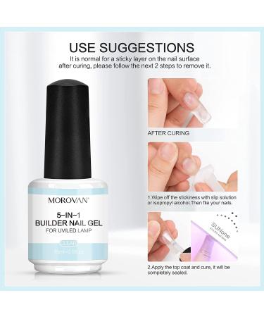 Morovan Clear Builder Gel - 5-in-1 Brush-On Hard Gel for Quick Nail Extension - Professional 15ml UV LED Builder Gel - Buy Online on GoSupps.com