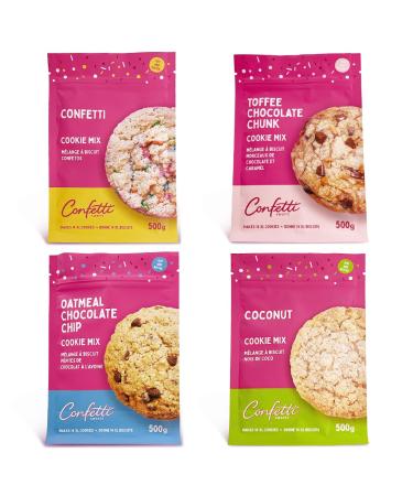 Confetti Sweets Totally Awesome Variety Pack - Coconut Toffee Chocolate Chunk Confetti Sugar Oatmeal Cookie Mixes | Gourmet | Made in Canada | 2 kg